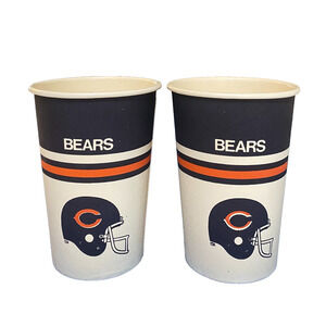 Vintage Pair Chicago Bears Football Solo Paper Cup Hot Cold NFL 12 OZ 76B